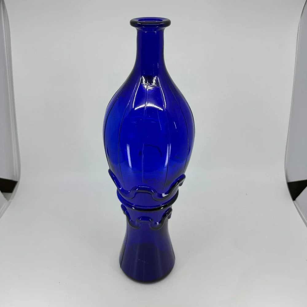 Vintage ROSSINI EMPOLI Glass‎ Genie Bottle Cobalt Blue Decanter No Stopper